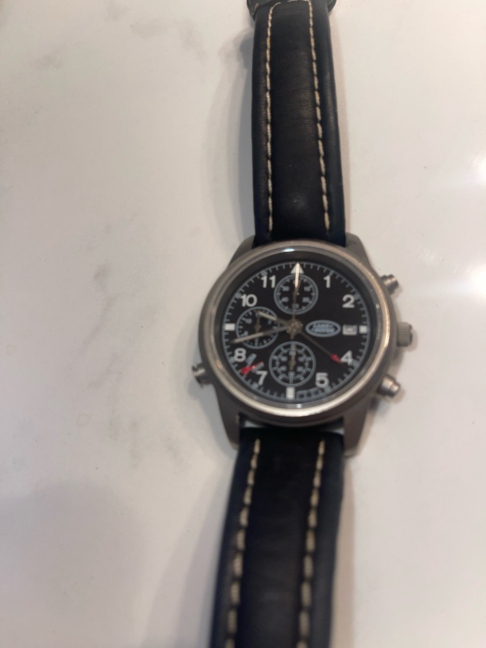 Land Rover St Mortiz Men's Chronograph Watch with Black Dial and Leather band